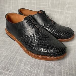 WILL Black Leather Goods Anthropologie Woven Lace Up Womens Oxford Shoes 8.5